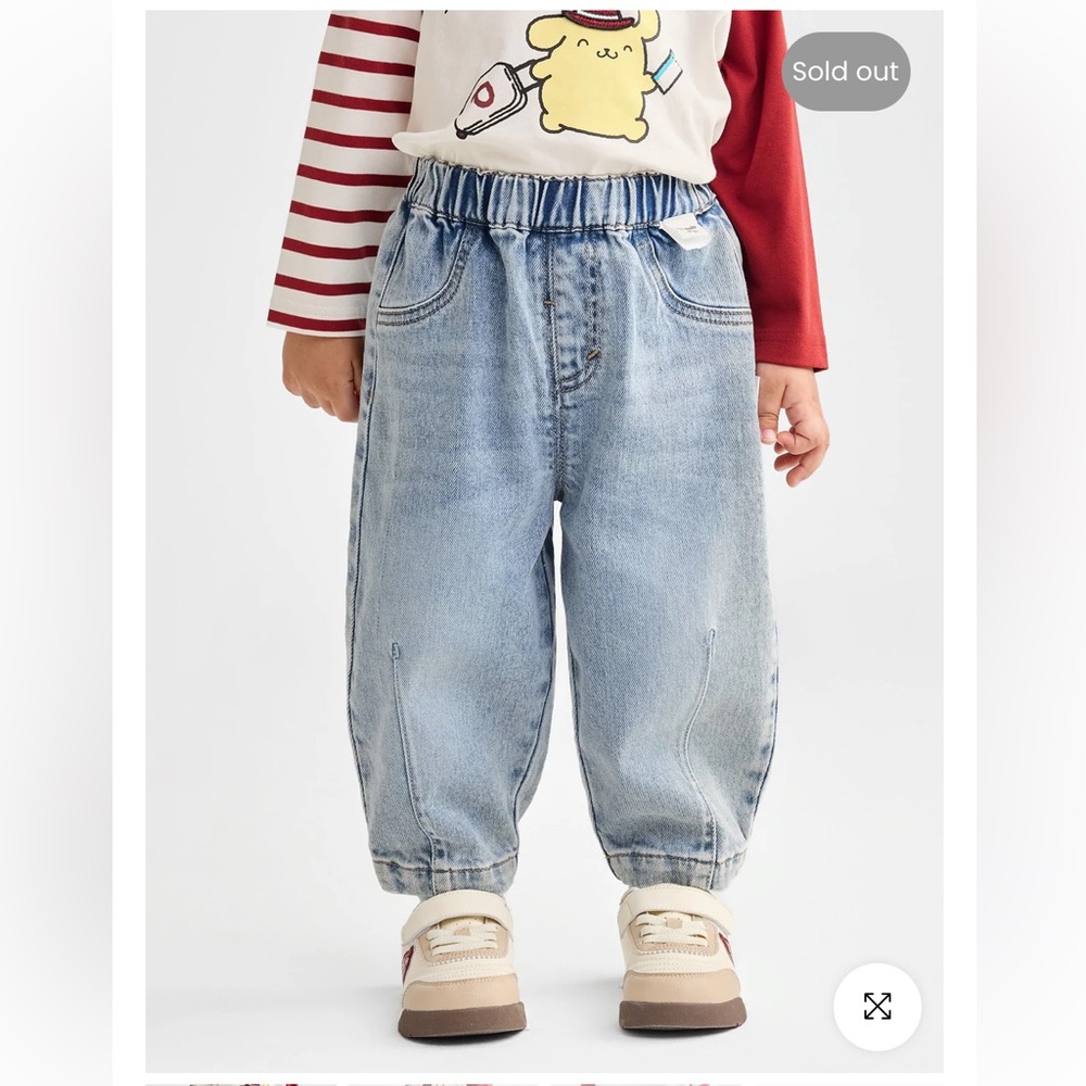 balabala boy toddler Trousers Light Wash Blue Elastic Waist Kids Jeans sz 110/53